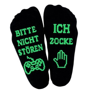 Cotton Socks For Active Boys Adults Gaming Message Crew Socks with Nonslip Sols