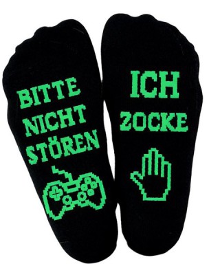 Cotton Socks For Active Boys Adults Gaming Message Crew Socks with Nonslip Sols