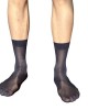 Vertical Stripe Middle Calf Business Socks For Men Soft Nylon Fabric Semi Opaque