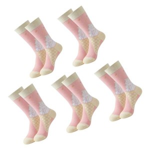 5 Pairs Stylish Cotton Middle Calf Socks for Women Trendy Ice Cream Prints Socks