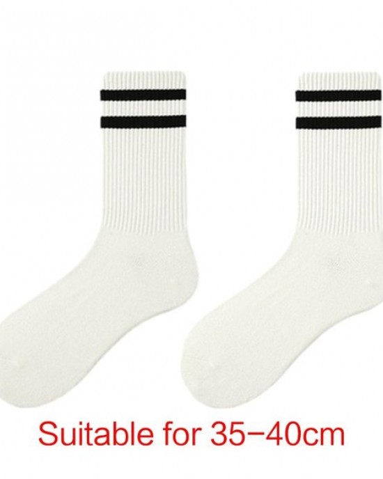 Women Men Thin Cotton Socks Stiped Soft Bootie Socks Above Ankle Crew Socks