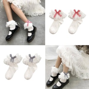 1 Pair Cotton Lace Ruffle Style Socks Boat Socks Breathable Cute Lolitas Socks