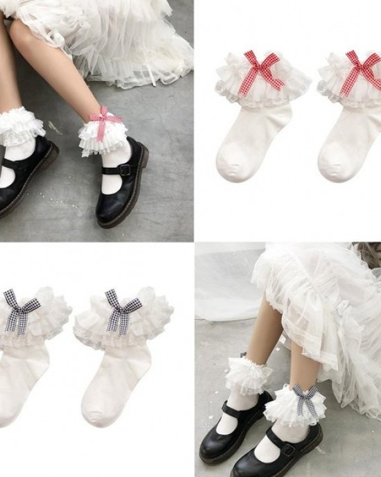 1 Pair Cotton Lace Ruffle Style Socks Boat Socks Breathable Cute Lolitas Socks