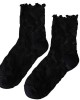 Women JK Cotton Crew Socks Sweet Ruffle Lace Trim Jacquard Knit Frilly Socks