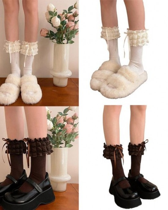 1 Pair Cotton Lace Ruffle Style Socks Boat Socks Breathable Cute Lolitas Socks 309a