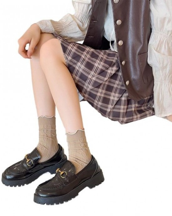 Womens Ankle High Socks Cotton Bootie Socks Cute Sweet Frilly Crew Socks Lolitas Ankle