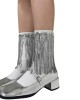 Women Harajuku Cotton Crew Sock Sequins Tassels Decorative Rib Solid Calf Sock