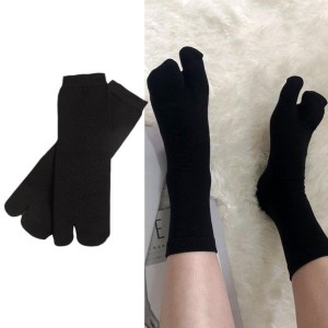 Unisex Flip Flop Slipper Crew Socks Split 2 Toe Sandal Tabi Solid Color Hosiery