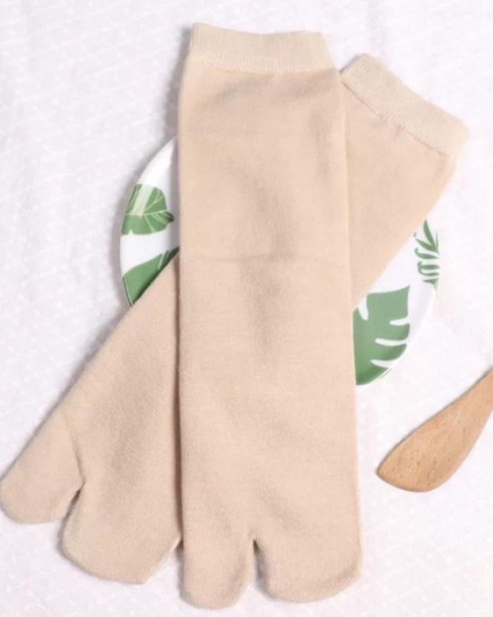 Unisex Flip Flop Slipper Crew Socks Split 2 Toe Sandal Tabi Solid Color Hosiery
