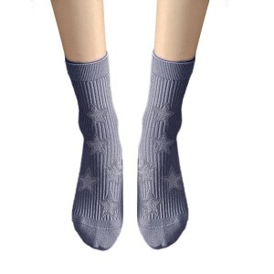 Women Cotton Middle Calf Socks Harajuku College Style Star Pattern Crew Socks