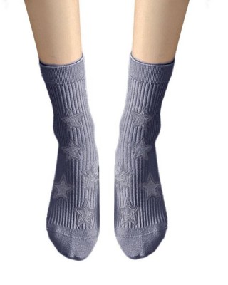 Women Cotton Middle Calf Socks Harajuku College Style Star Pattern Crew Socks