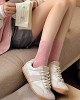 Women Cotton Middle Calf Socks Harajuku College Style Star Pattern Crew Socks