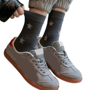 Women Cotton Middle Calf Socks Harajuku College Style Star Pattern Crew Socks